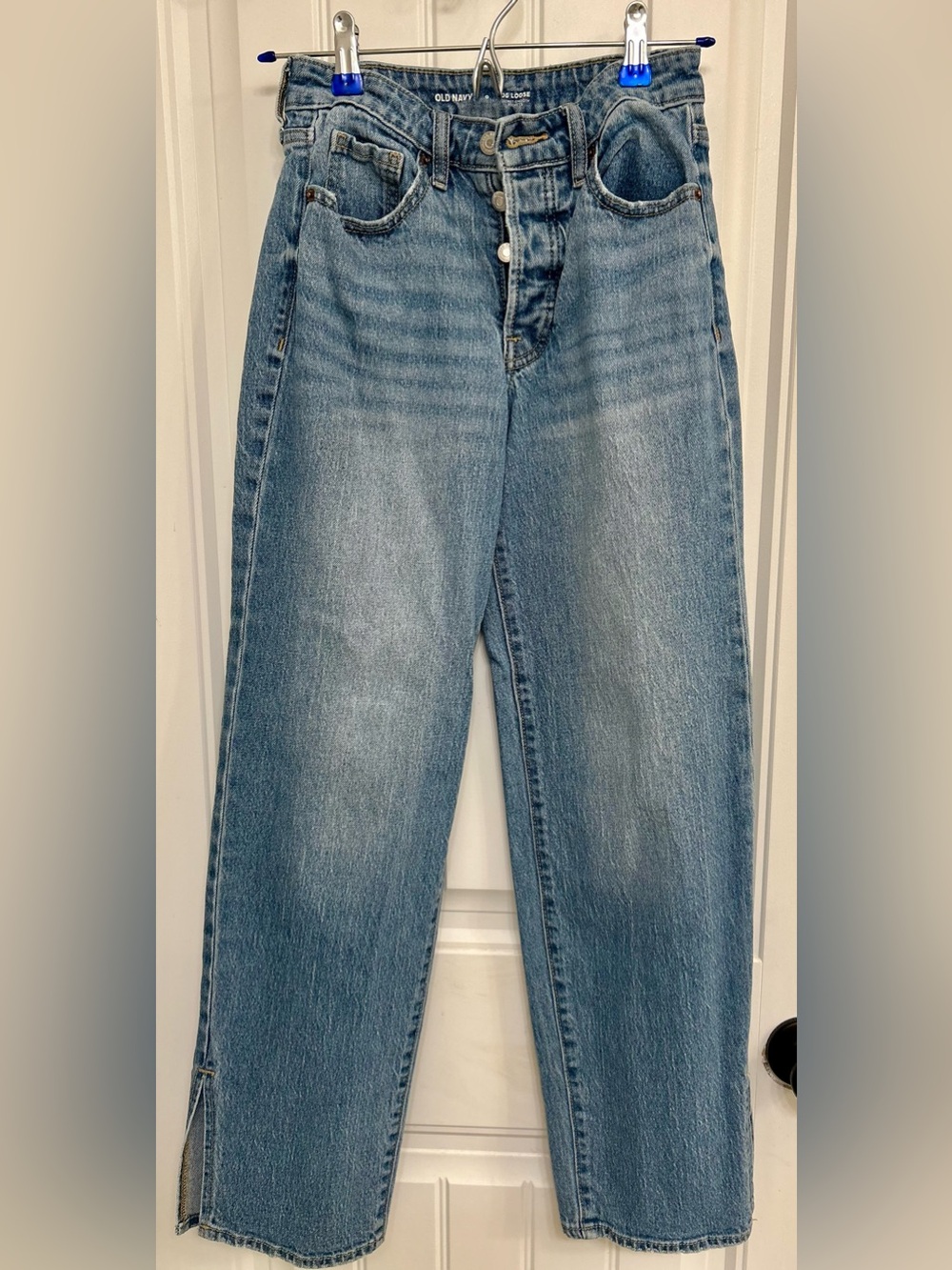 Old Navy High-Waisted OG Loose Side-Slit Jeans Blue